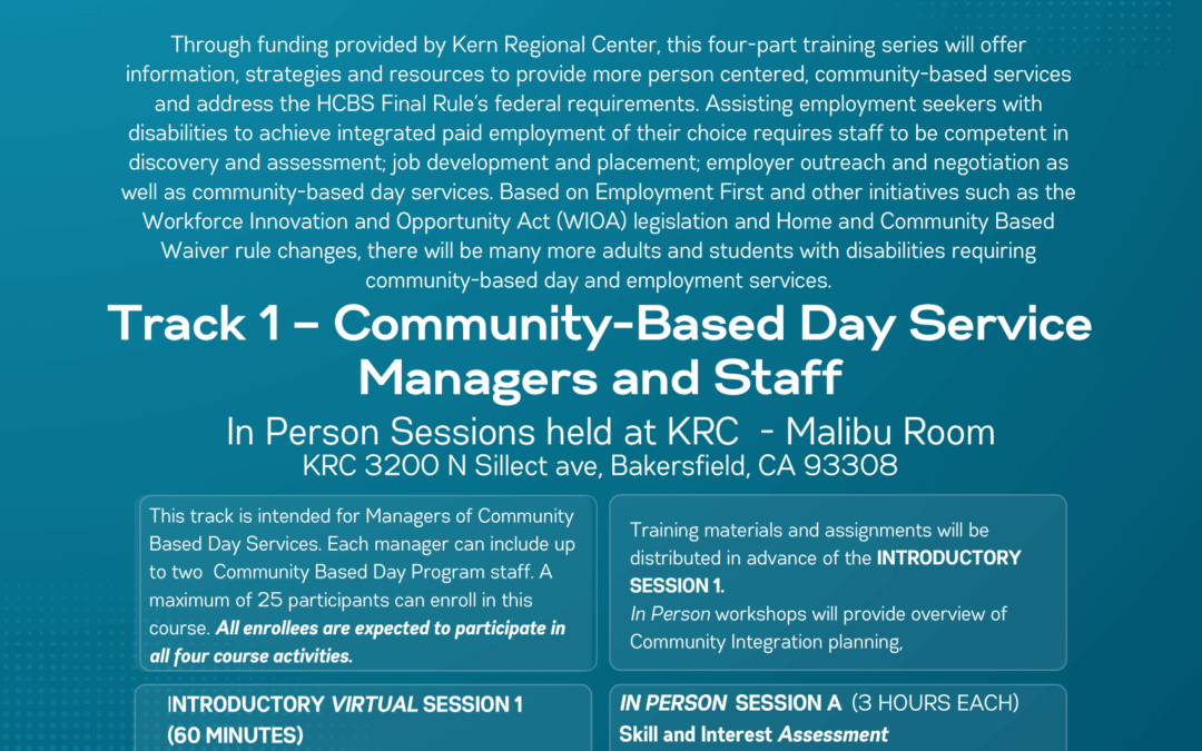 HCBS Employment Training: Community-Based Day Service Managers and Staff