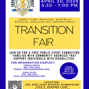 Transition Fair on April 30th from 5:30-7 PM at Del Oro High School