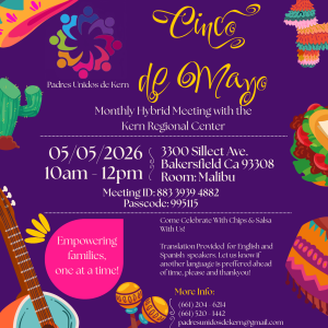 Padres de Unidos Monthly Meeting on 05/05/26 from 10:00-12:00 PM